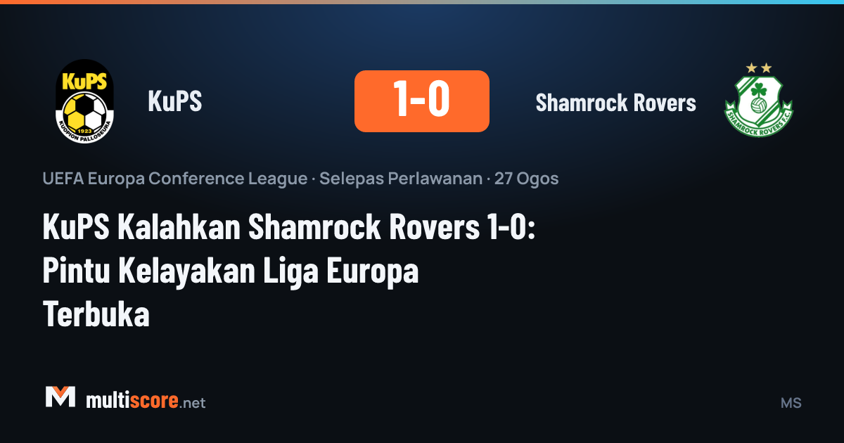 KuPS ve Shamrock Rovers oyuncuları Konferans Ligi maçında mücadele ediyor