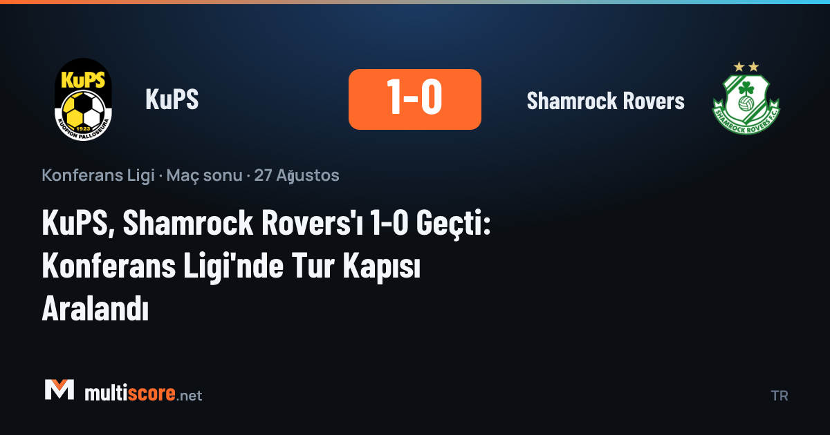 KuPS ve Shamrock Rovers oyuncuları Konferans Ligi maçında mücadele ediyor