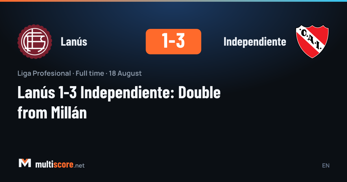 Lanús 1-3 Independiente maçından bir kare, Lautaro Millán gol sevinci