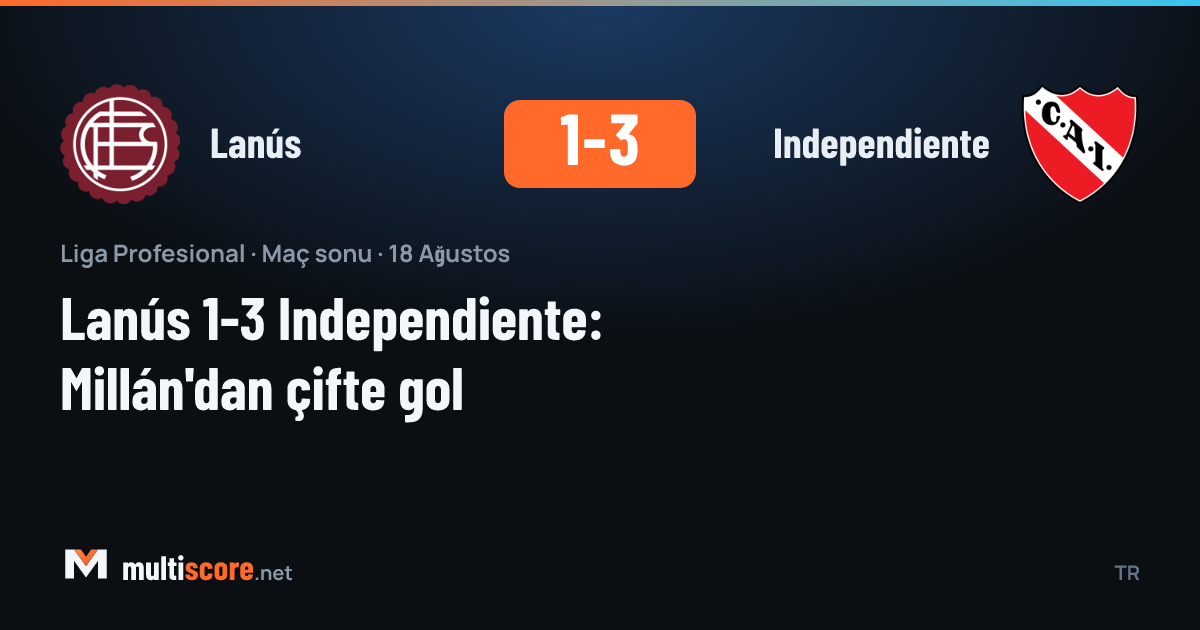Lanús 1-3 Independiente maçından bir kare, Lautaro Millán gol sevinci