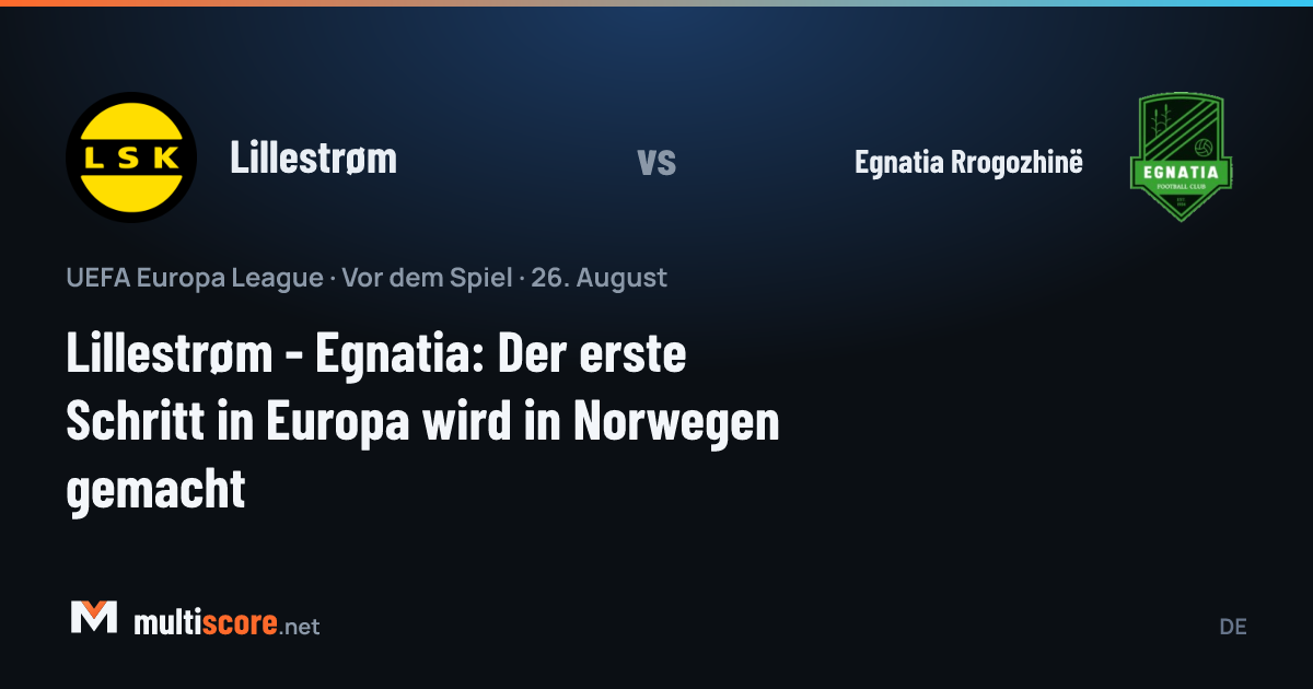 Lillestrøm ve Egnatia Rrogozhinë takımlarının Avrupa Ligi eleme maçı öncesi temsili görseli