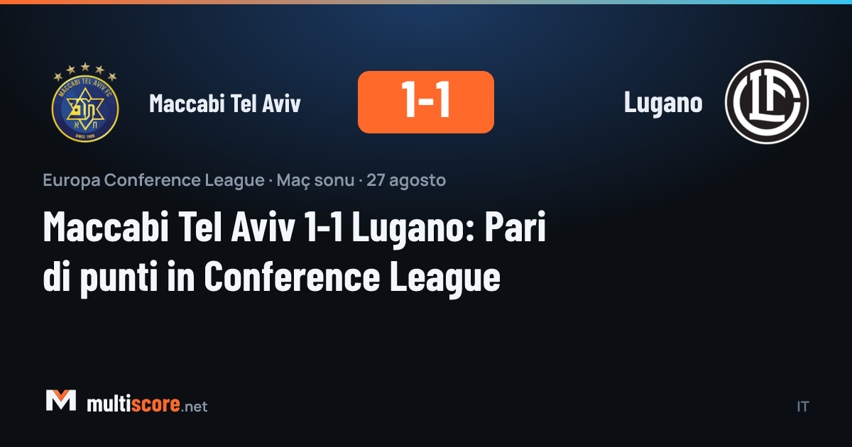 Maccabi Tel Aviv ve Lugano oyuncuları Konferans Ligi maçında mücadele ediyor