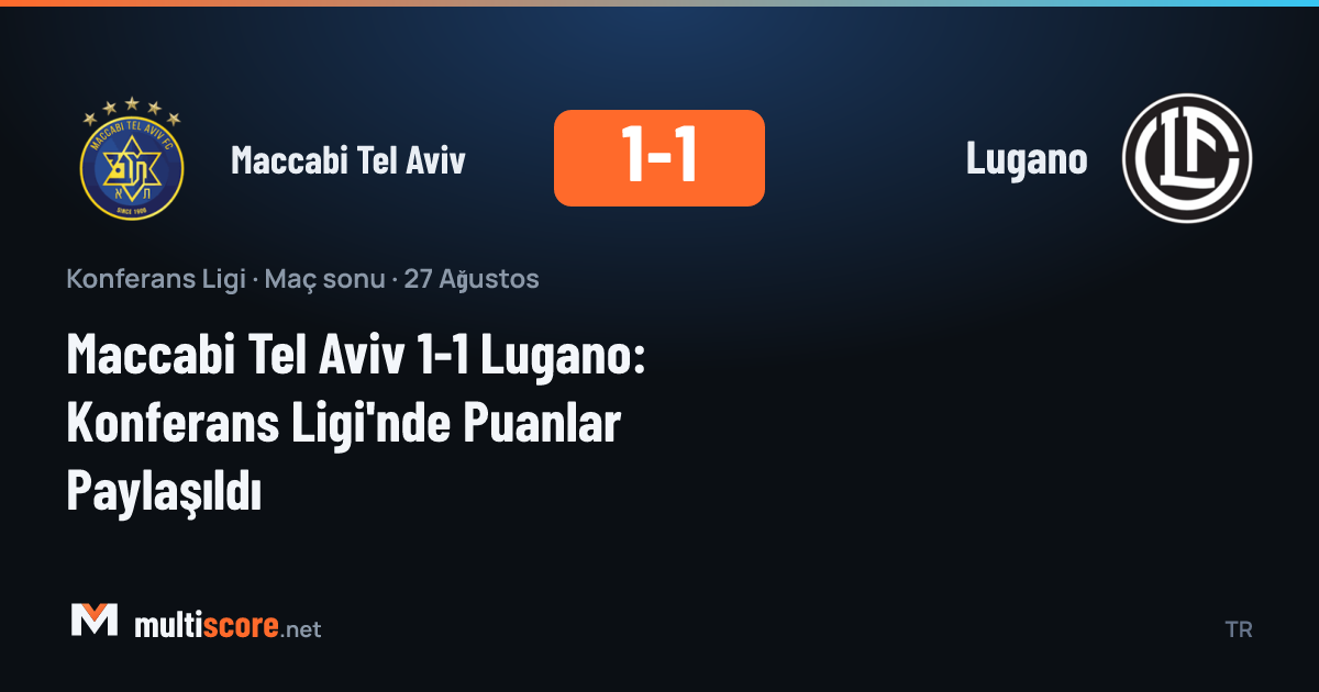 Maccabi Tel Aviv ve Lugano oyuncuları Konferans Ligi maçında mücadele ediyor