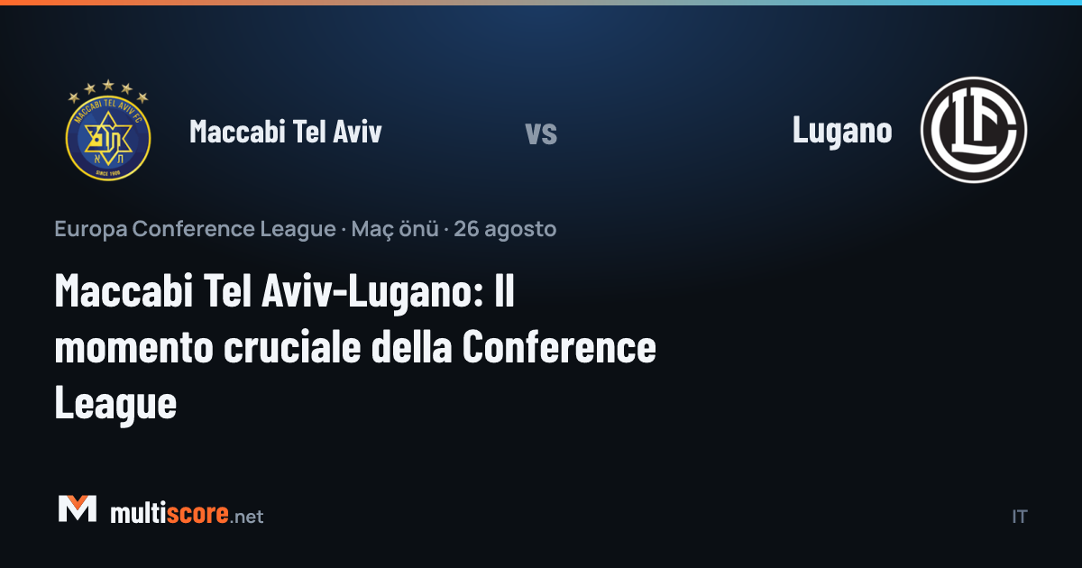 Maccabi Tel Aviv ve Lugano oyuncuları Konferans Ligi maçı öncesi sahada