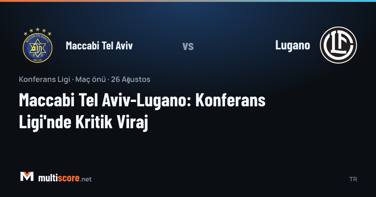 Maccabi Tel Aviv ve Lugano oyuncuları Konferans Ligi maçı öncesi sahada