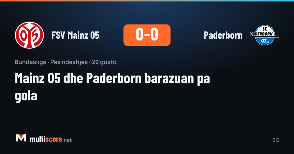 FSV Mainz 05 - Paderborn Bundesliga maçı golsüz beraberlikle sonuçlandı