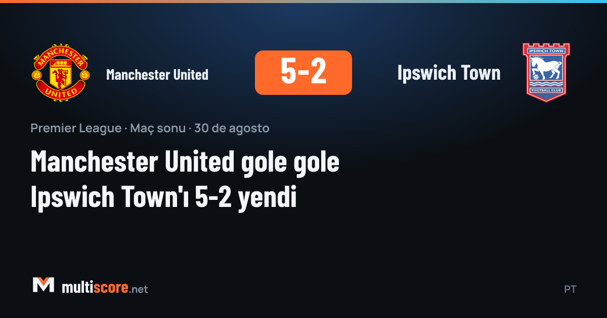 Manchester United 5-2 Ipswich Town Premier League maçı