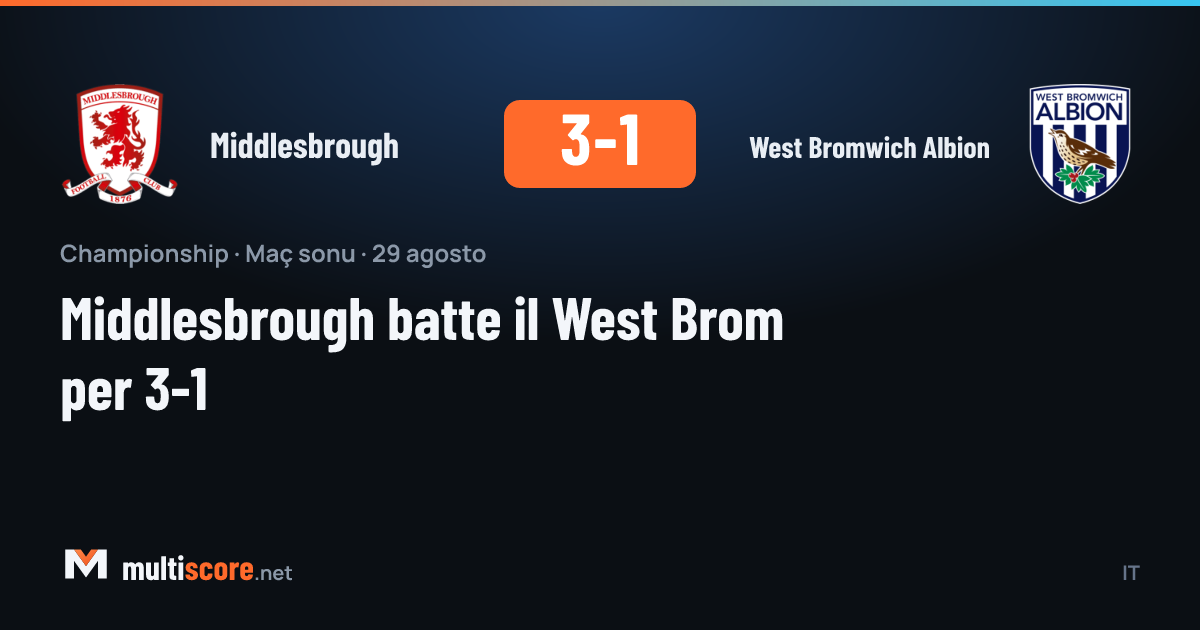 Middlesbrough West Bromwich Albion Championship maçı