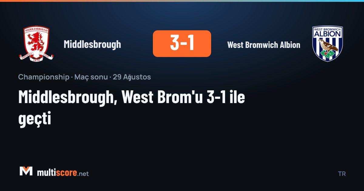 Middlesbrough West Bromwich Albion Championship maçı