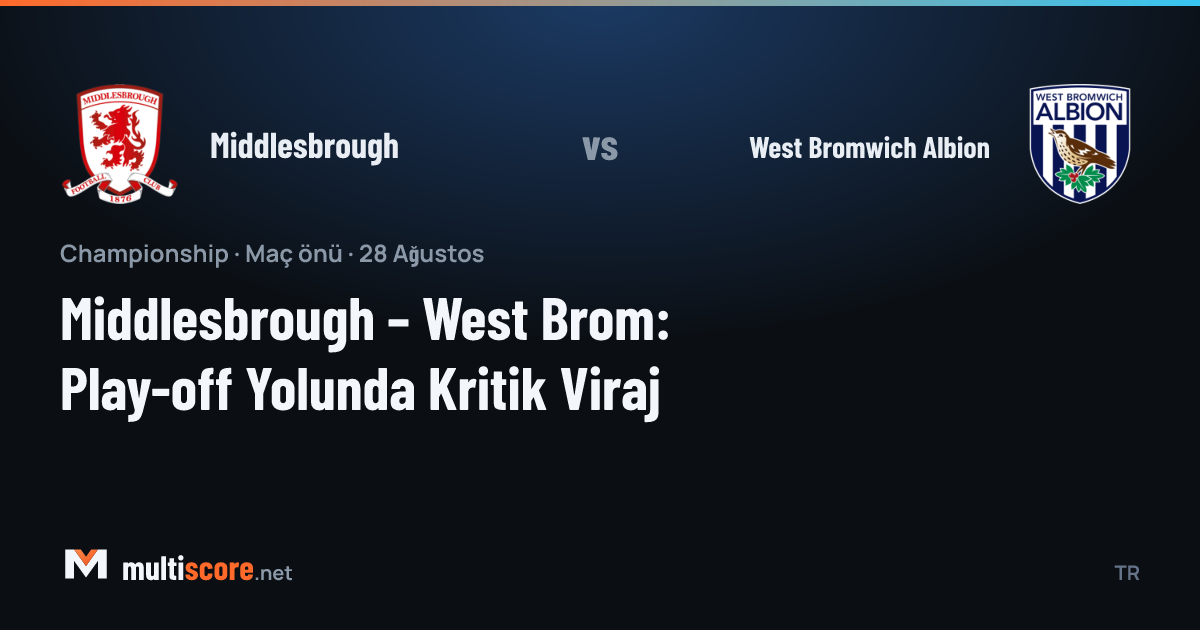 Middlesbrough ve West Bromwich Albion oyuncuları maç önü sahada