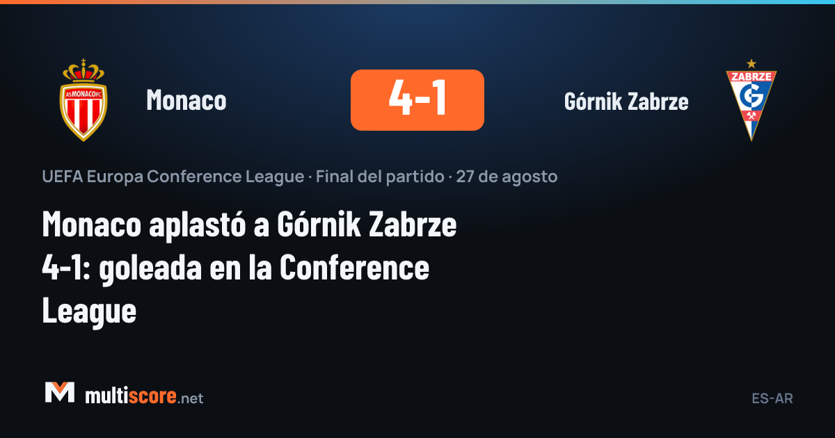 Monaco ve Górnik Zabrze oyuncuları UEFA Konferans Ligi maçında mücadele ediyor