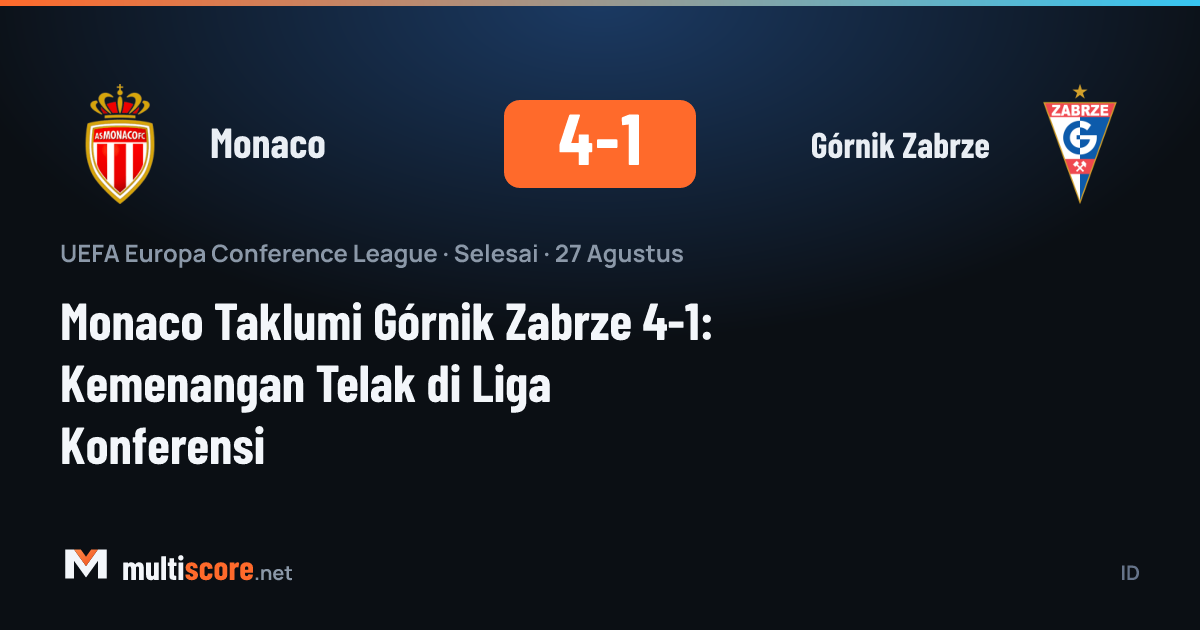 Monaco ve Górnik Zabrze oyuncuları UEFA Konferans Ligi maçında mücadele ediyor