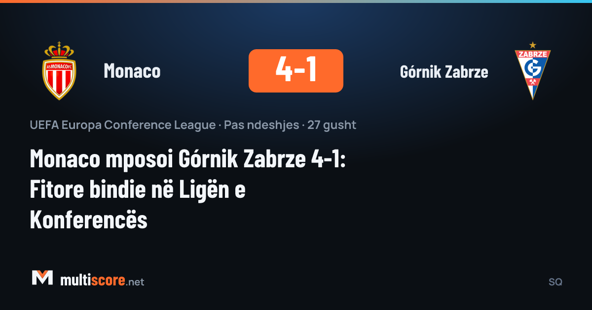 Monaco ve Górnik Zabrze oyuncuları UEFA Konferans Ligi maçında mücadele ediyor