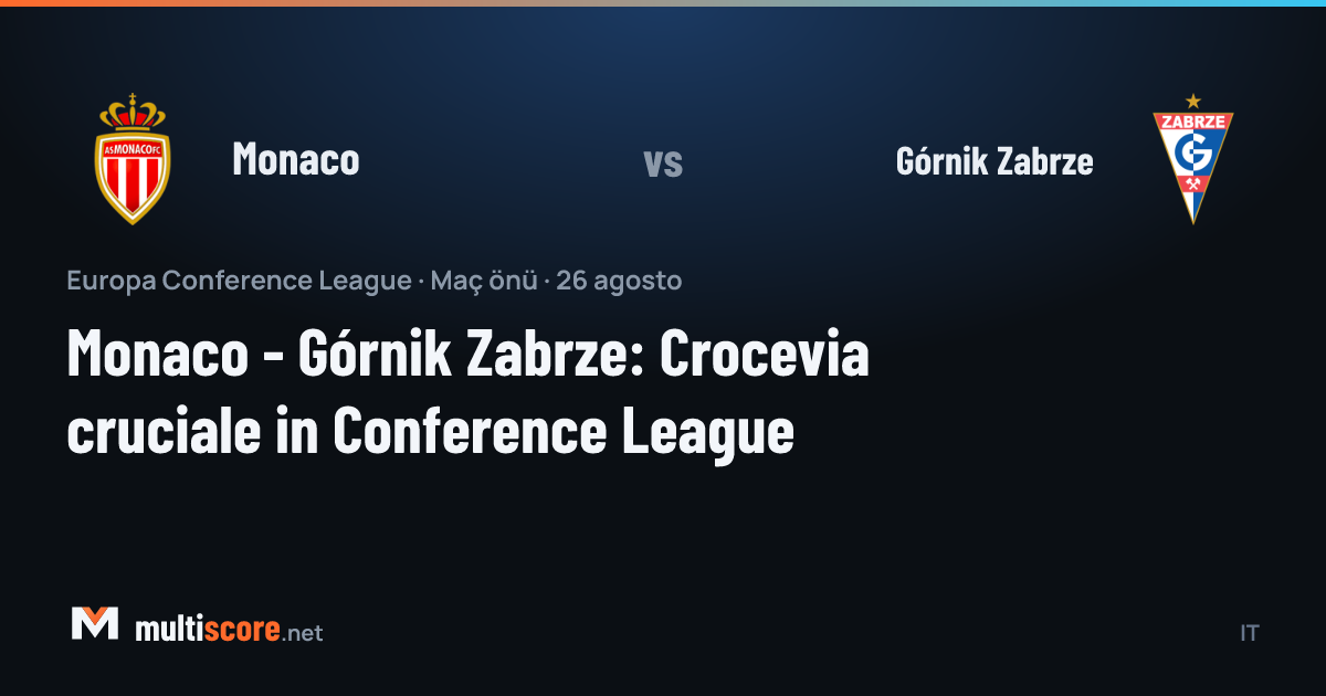 Monaco ve Górnik Zabrze oyuncuları Conference League maçı için sahada