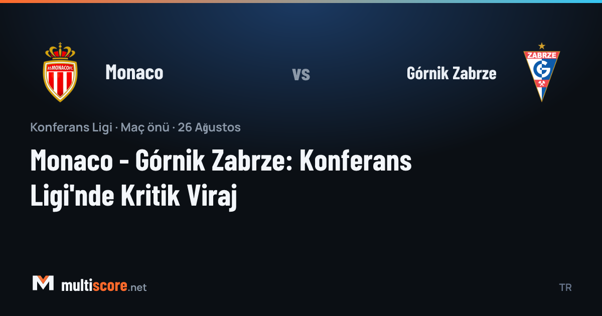 Monaco ve Górnik Zabrze oyuncuları Conference League maçı için sahada