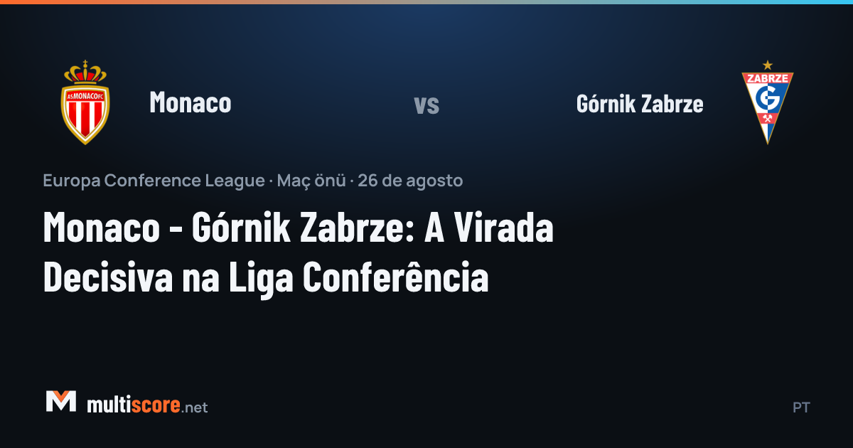 Monaco ve Górnik Zabrze oyuncuları Conference League maçı için sahada