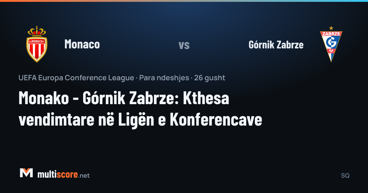 Monaco ve Górnik Zabrze oyuncuları Conference League maçı için sahada