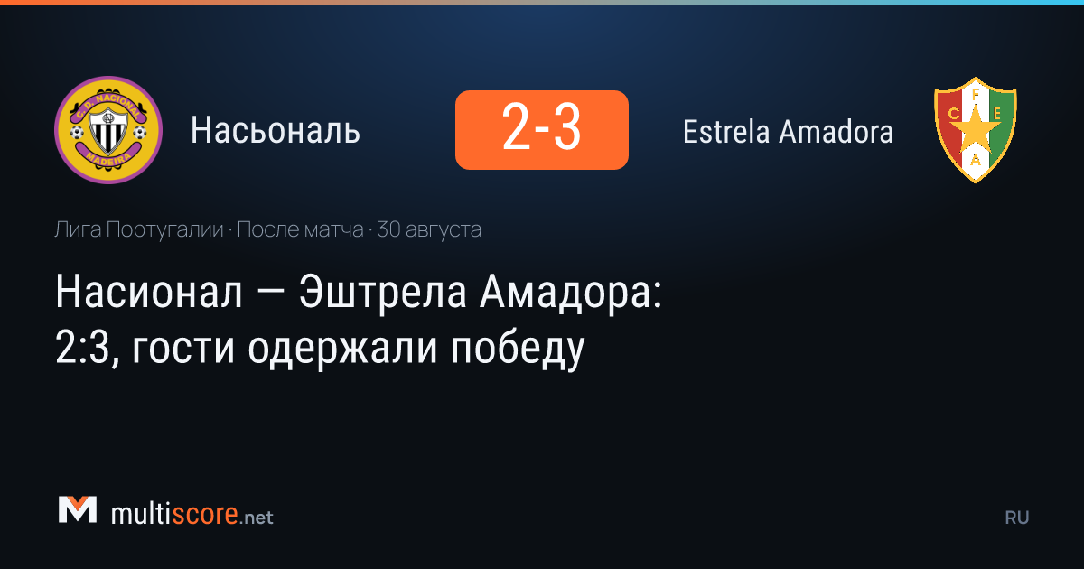 Nacional 2-3 Estrela Amadora maçı