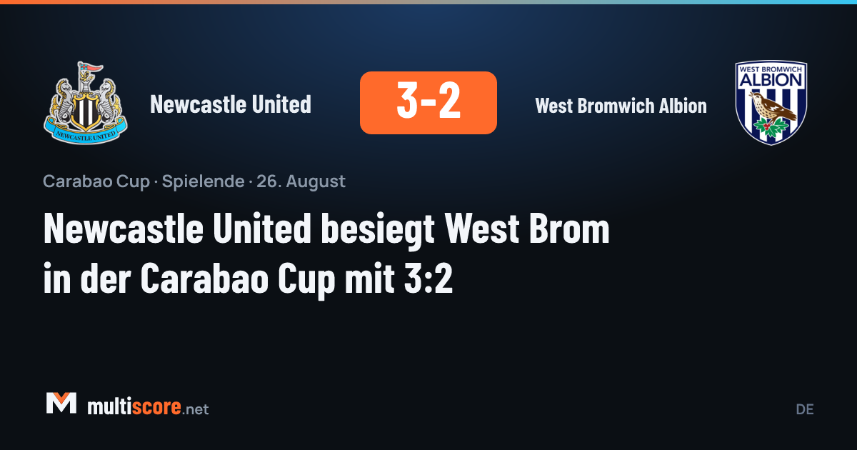 Newcastle United ile West Bromwich Albion arasındaki Carabao Cup maçından bir görüntü