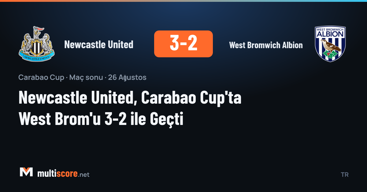 Newcastle United ile West Bromwich Albion arasındaki Carabao Cup maçından bir görüntü