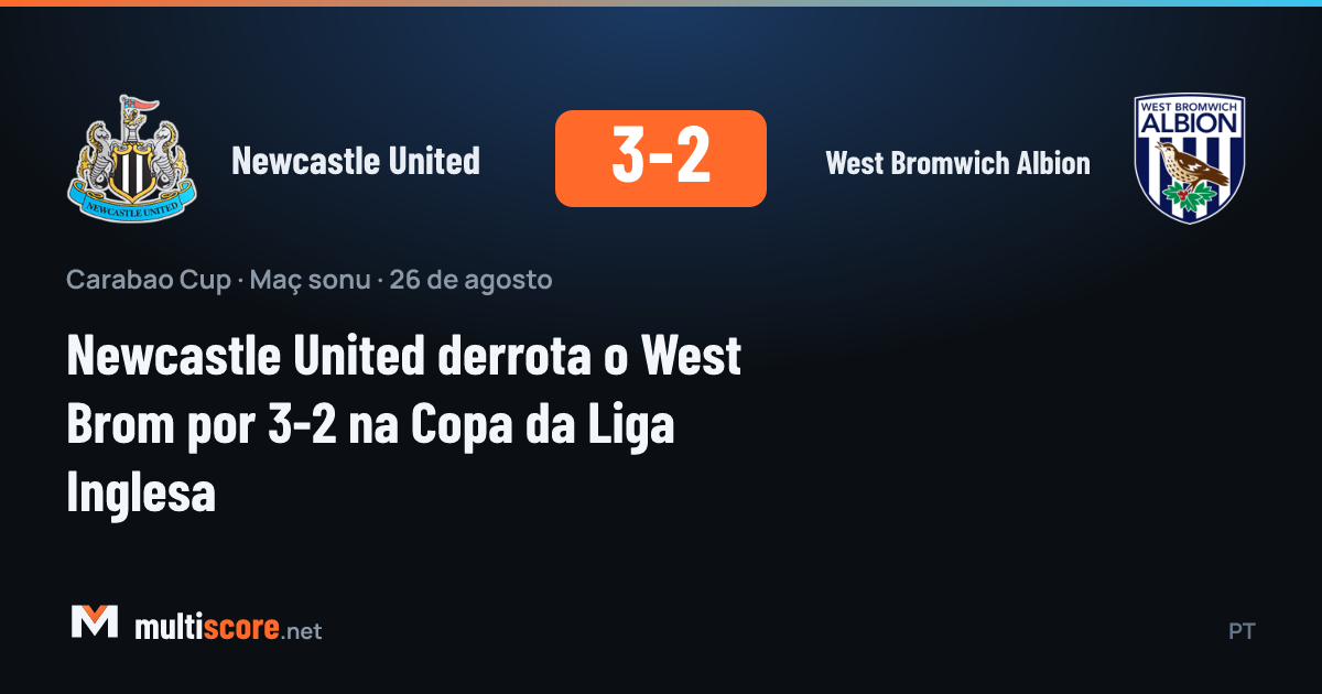 Newcastle United ile West Bromwich Albion arasındaki Carabao Cup maçından bir görüntü