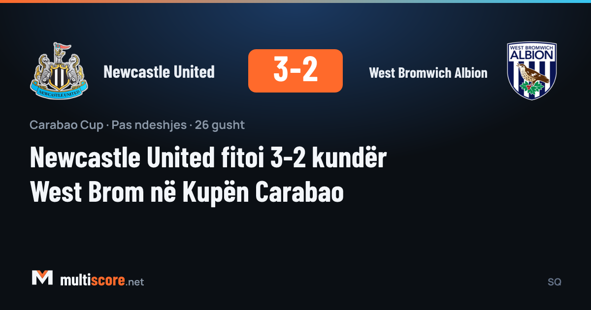 Newcastle United ile West Bromwich Albion arasındaki Carabao Cup maçından bir görüntü