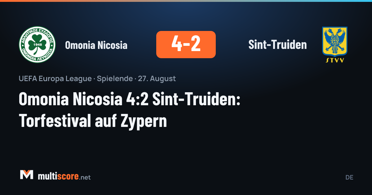 Omonia Nicosia ve Sint-Truiden oyuncuları Europa League maçında mücadele ediyor