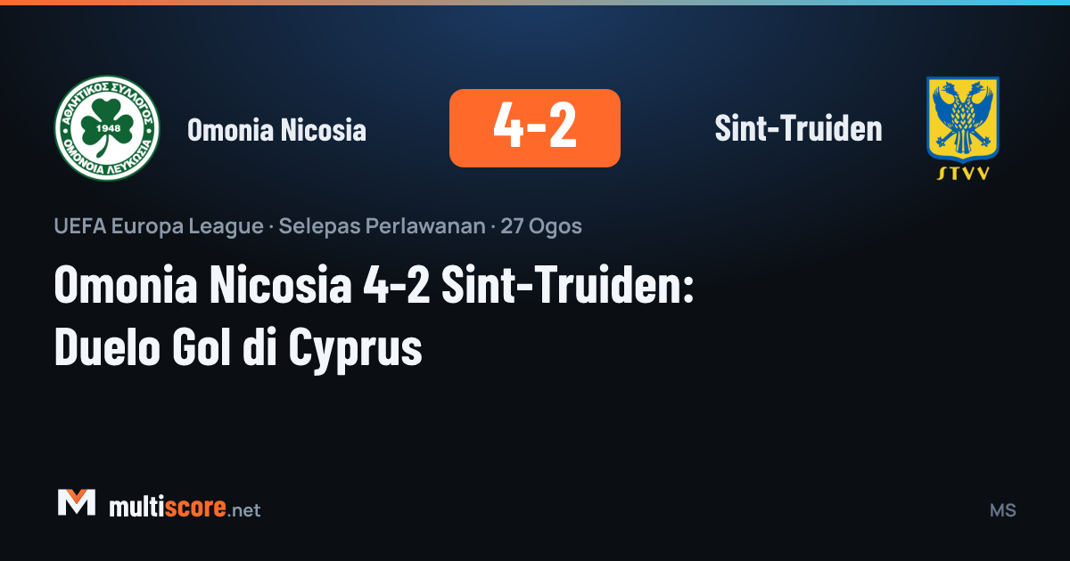Omonia Nicosia ve Sint-Truiden oyuncuları Europa League maçında mücadele ediyor