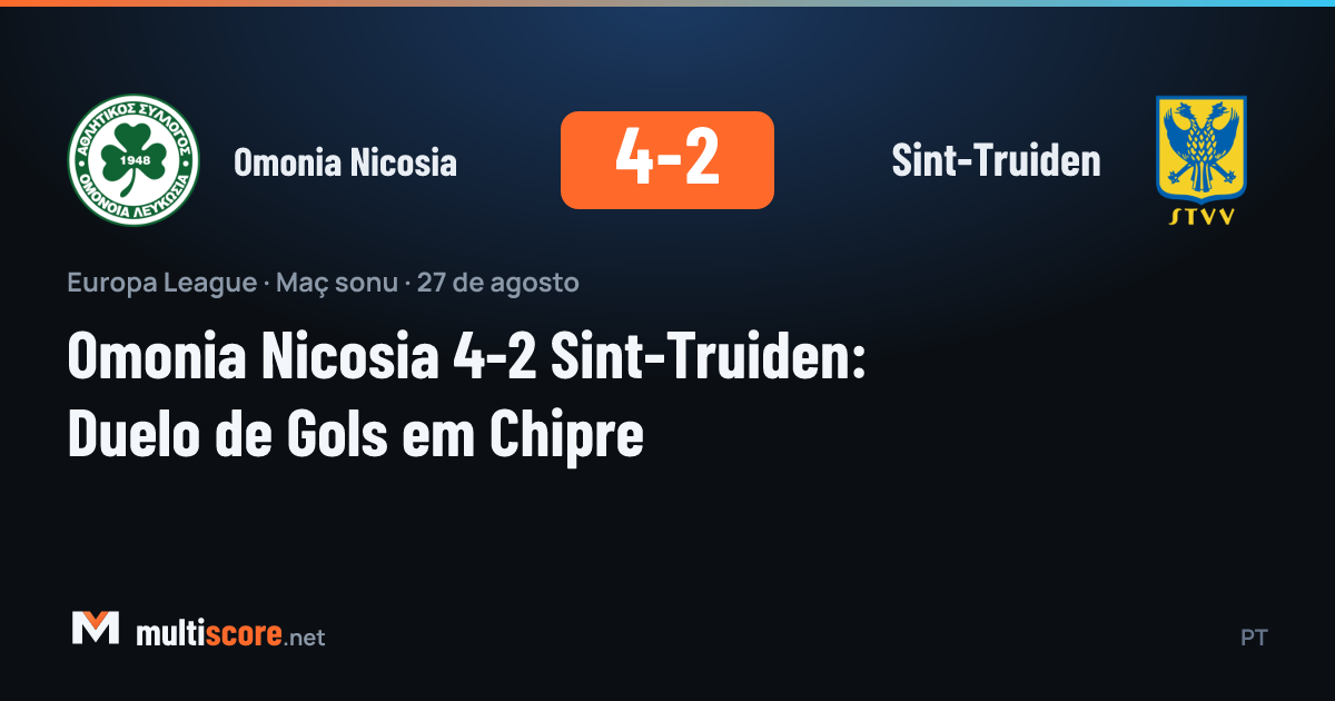 Omonia Nicosia ve Sint-Truiden oyuncuları Europa League maçında mücadele ediyor