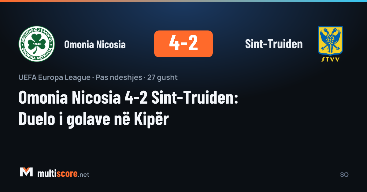 Omonia Nicosia ve Sint-Truiden oyuncuları Europa League maçında mücadele ediyor