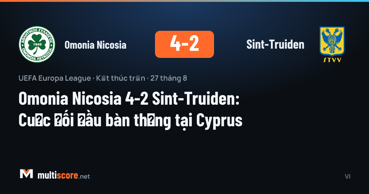 Omonia Nicosia ve Sint-Truiden oyuncuları Europa League maçında mücadele ediyor