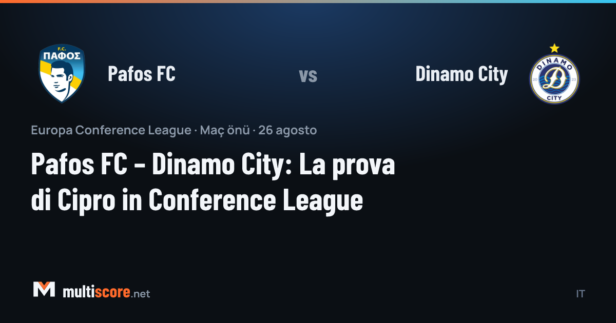 Pafos FC ve Dinamo City takımlarının Avrupa Konferans Ligi maçı öncesi temsili görseli