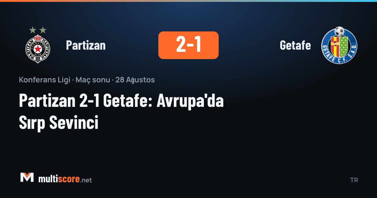 Partizan ve Getafe oyuncularının mücadelesi