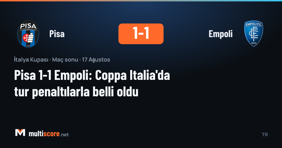 Pisa - Empoli Coppa Italia maçından bir sahne
