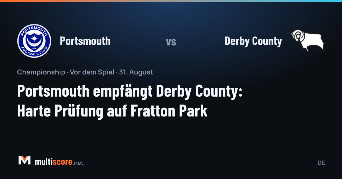 Portsmouth ve Derby County futbolcuları Fratton Park'ta mücadele ederken