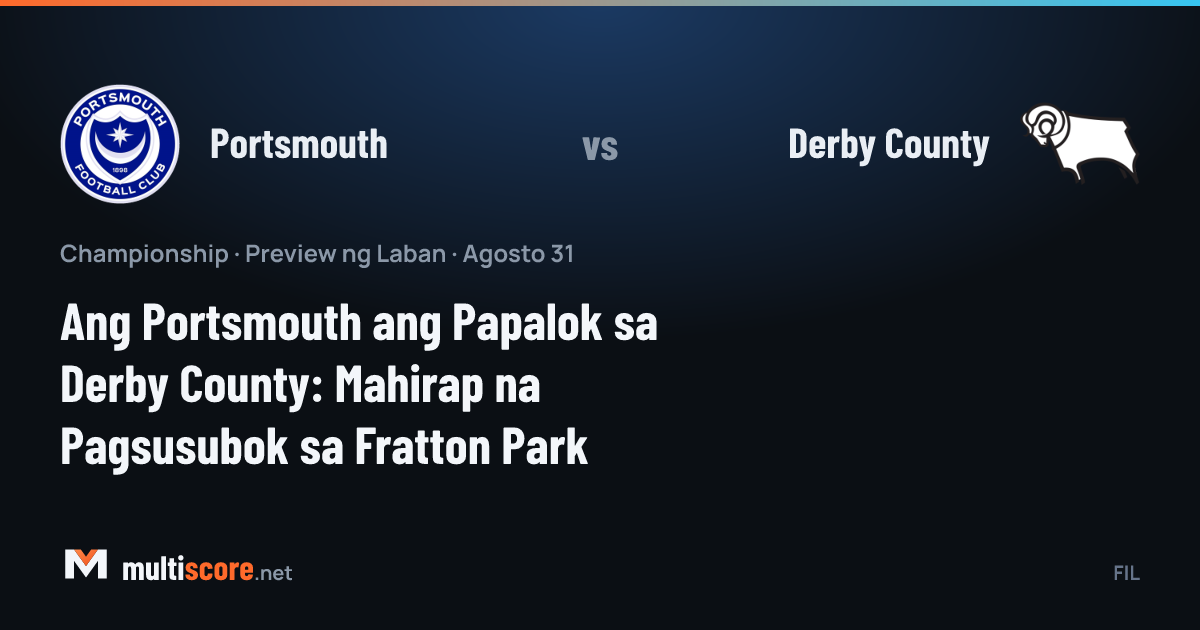Portsmouth ve Derby County futbolcuları Fratton Park'ta mücadele ederken