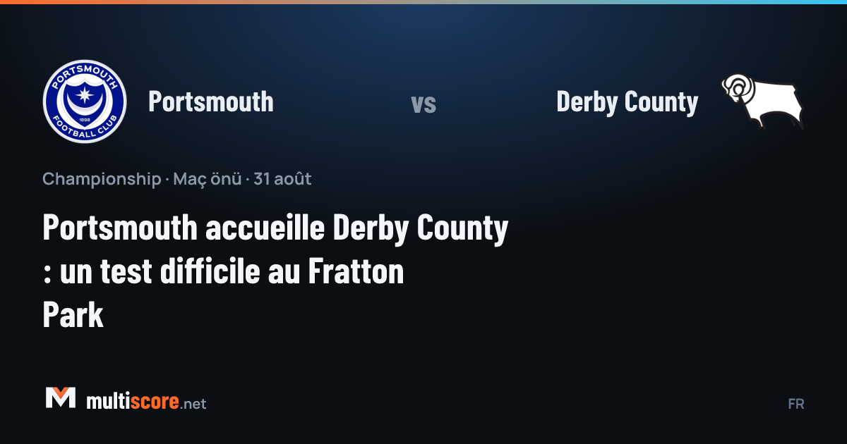 Portsmouth ve Derby County futbolcuları Fratton Park'ta mücadele ederken