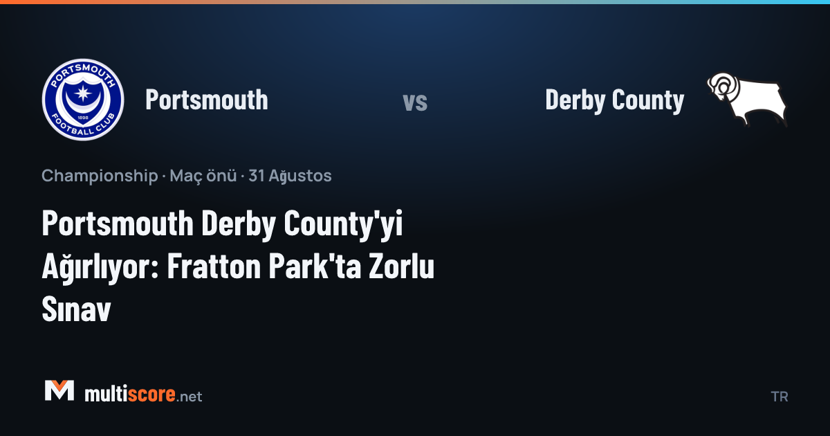 Portsmouth ve Derby County futbolcuları Fratton Park'ta mücadele ederken