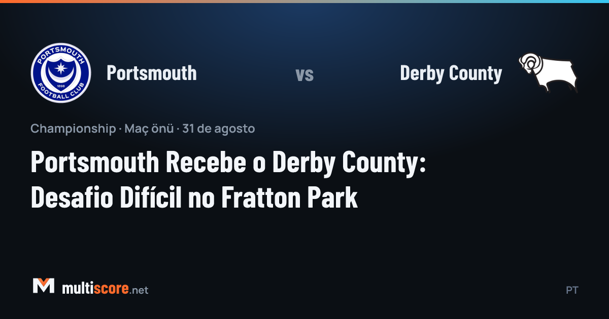 Portsmouth ve Derby County futbolcuları Fratton Park'ta mücadele ederken