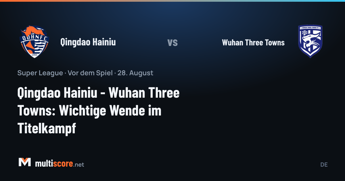 Qingdao Hainiu ve Wuhan Three Towns takımlarının maç önü görseli