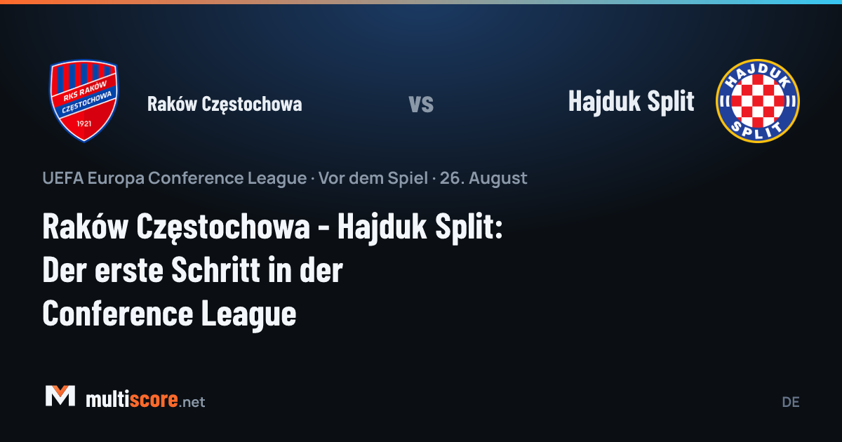 Raków Częstochowa ve Hajduk Split oyuncuları Konferans Ligi maçında mücadele ederken