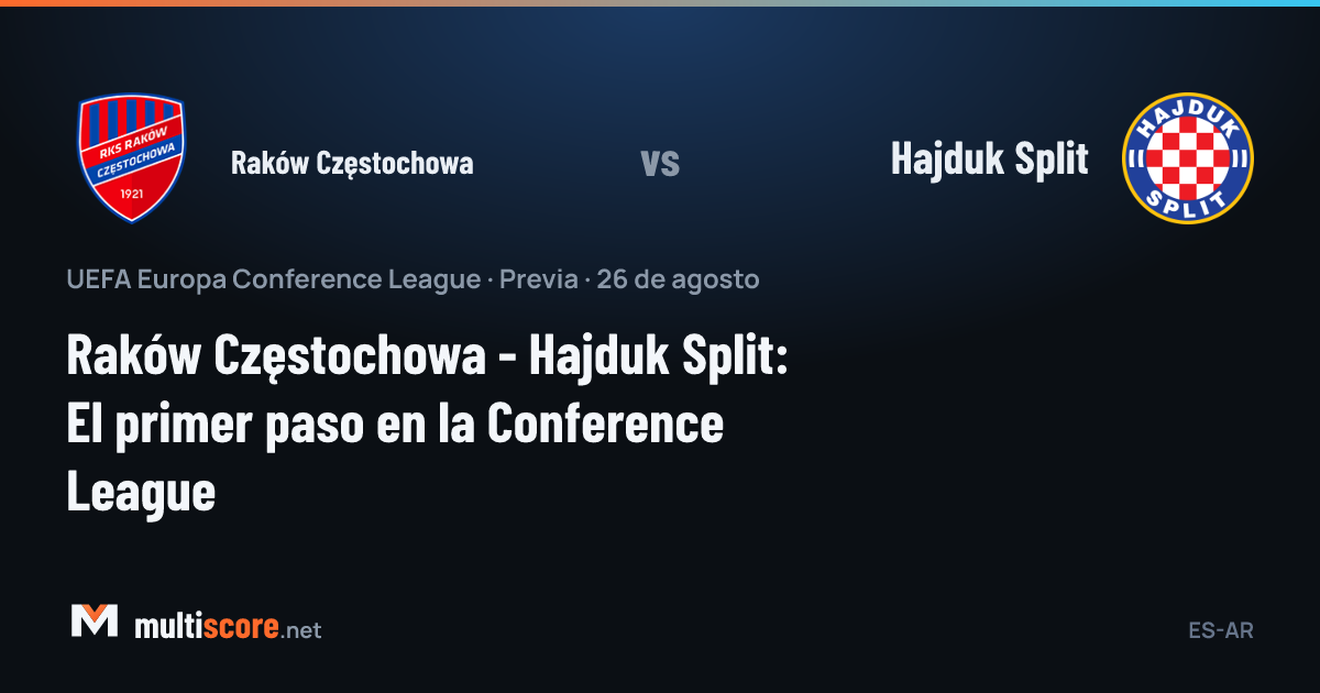 Raków Częstochowa ve Hajduk Split oyuncuları Konferans Ligi maçında mücadele ederken