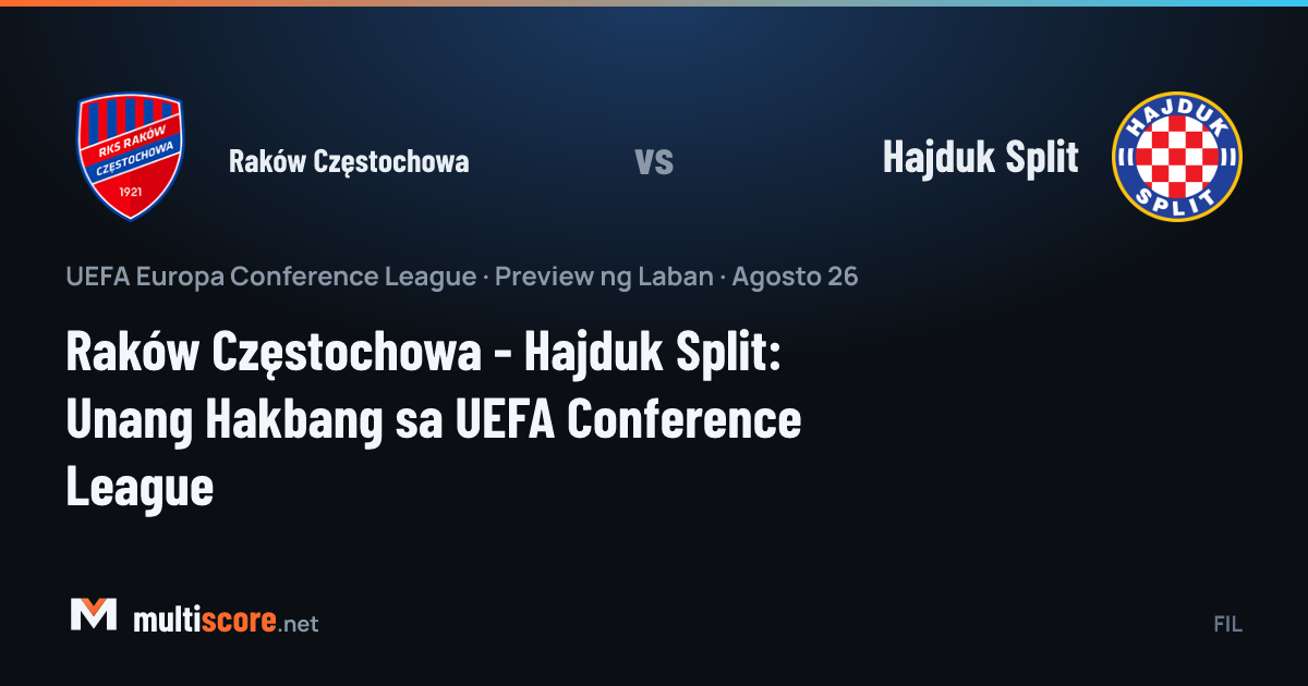 Raków Częstochowa ve Hajduk Split oyuncuları Konferans Ligi maçında mücadele ederken
