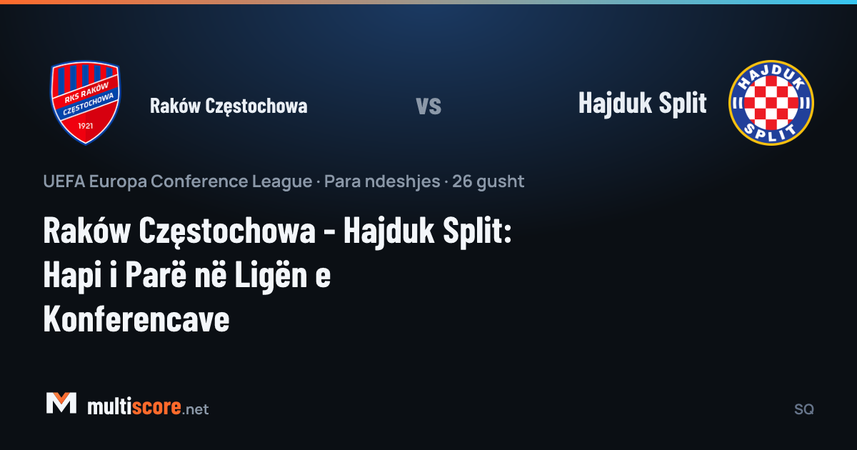 Raków Częstochowa ve Hajduk Split oyuncuları Konferans Ligi maçında mücadele ederken