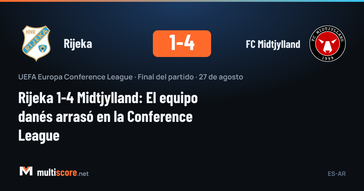 Rijeka ve Midtjylland oyuncuları mücadele ederken