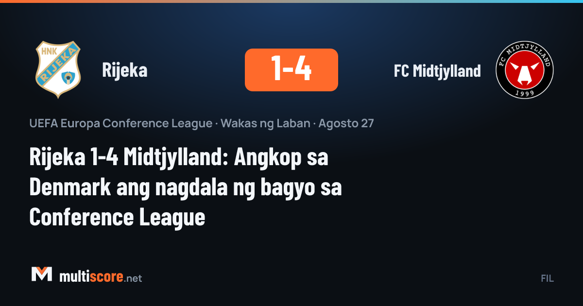 Rijeka ve Midtjylland oyuncuları mücadele ederken