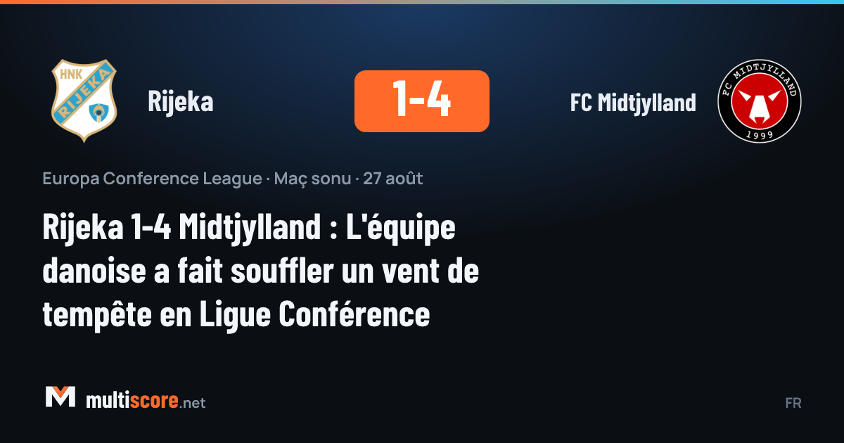 Rijeka ve Midtjylland oyuncuları mücadele ederken