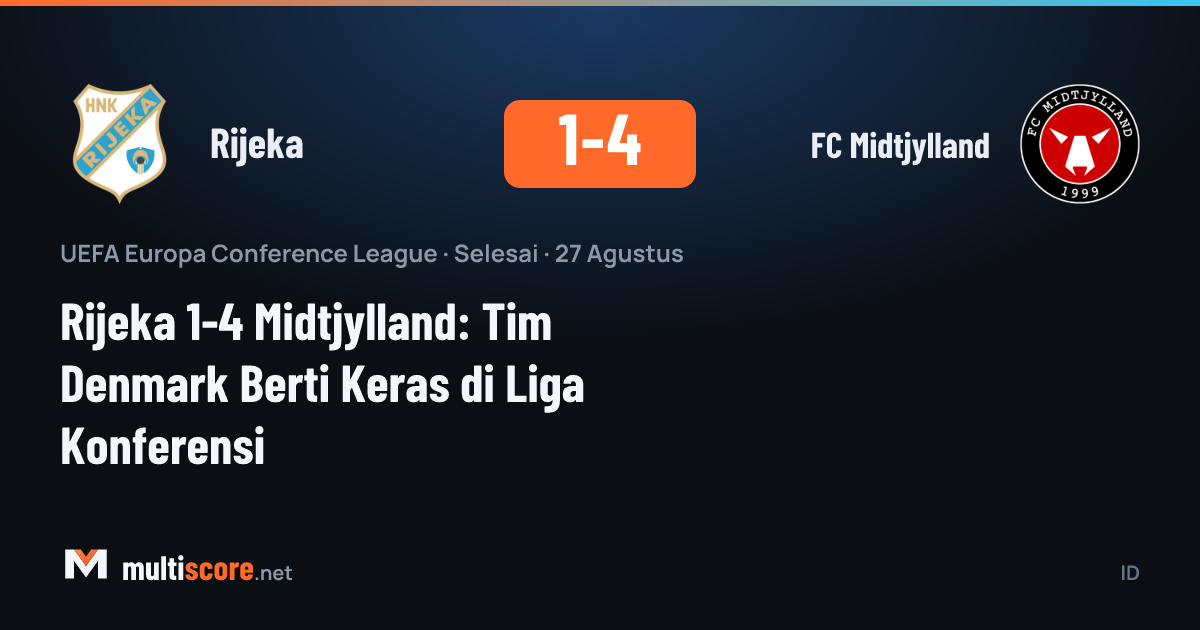 Rijeka ve Midtjylland oyuncuları mücadele ederken