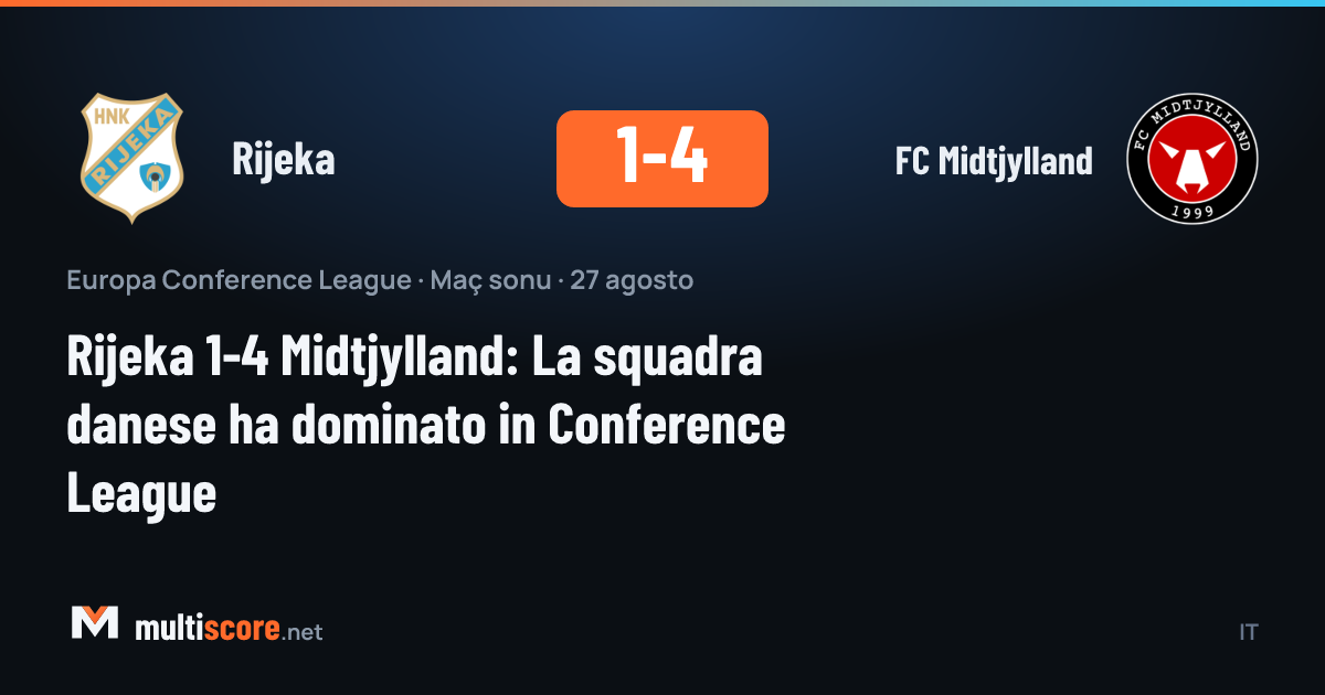 Rijeka ve Midtjylland oyuncuları mücadele ederken