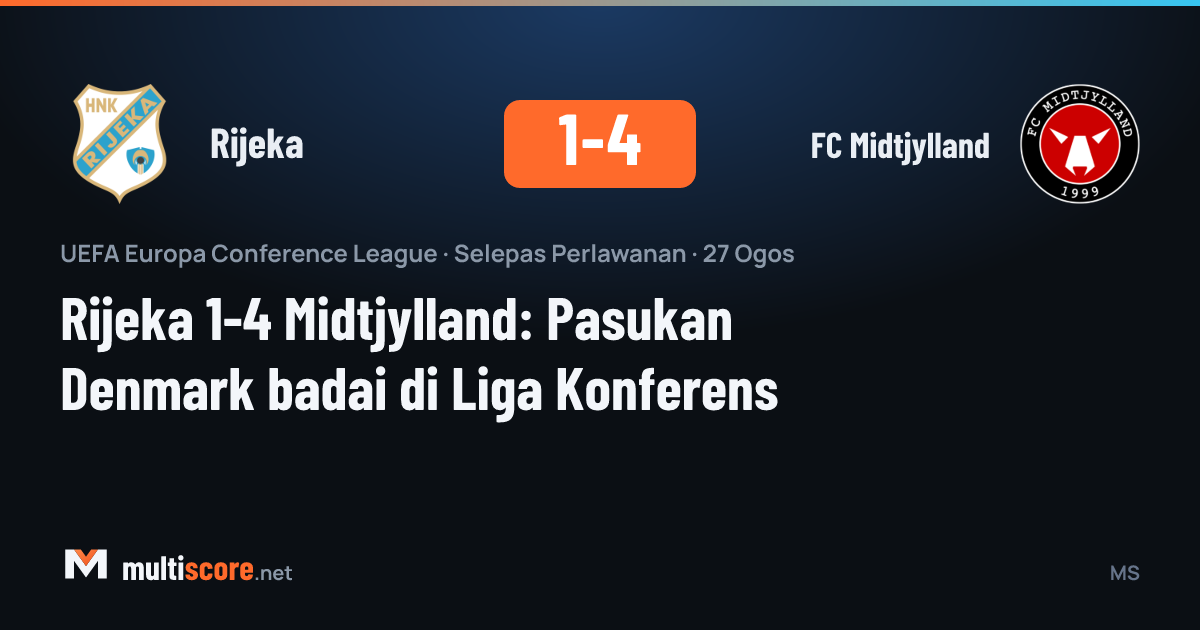 Rijeka ve Midtjylland oyuncuları mücadele ederken